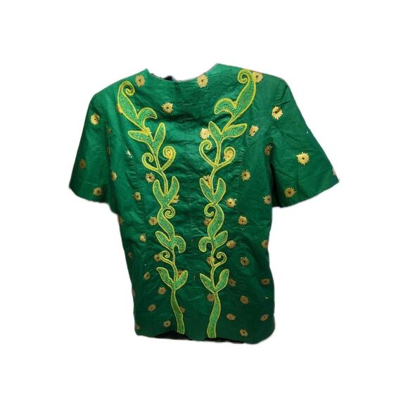 ALPHADI Niamey 36" Chest W. African Embroidered Waist Coat Designer Green Gold - Picture 5 of 16